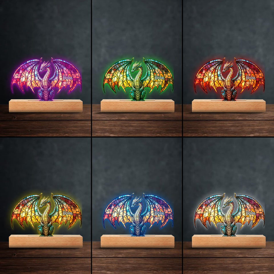 Colorful Dragon - Personalized Dragon Shaped Plaque Light Base