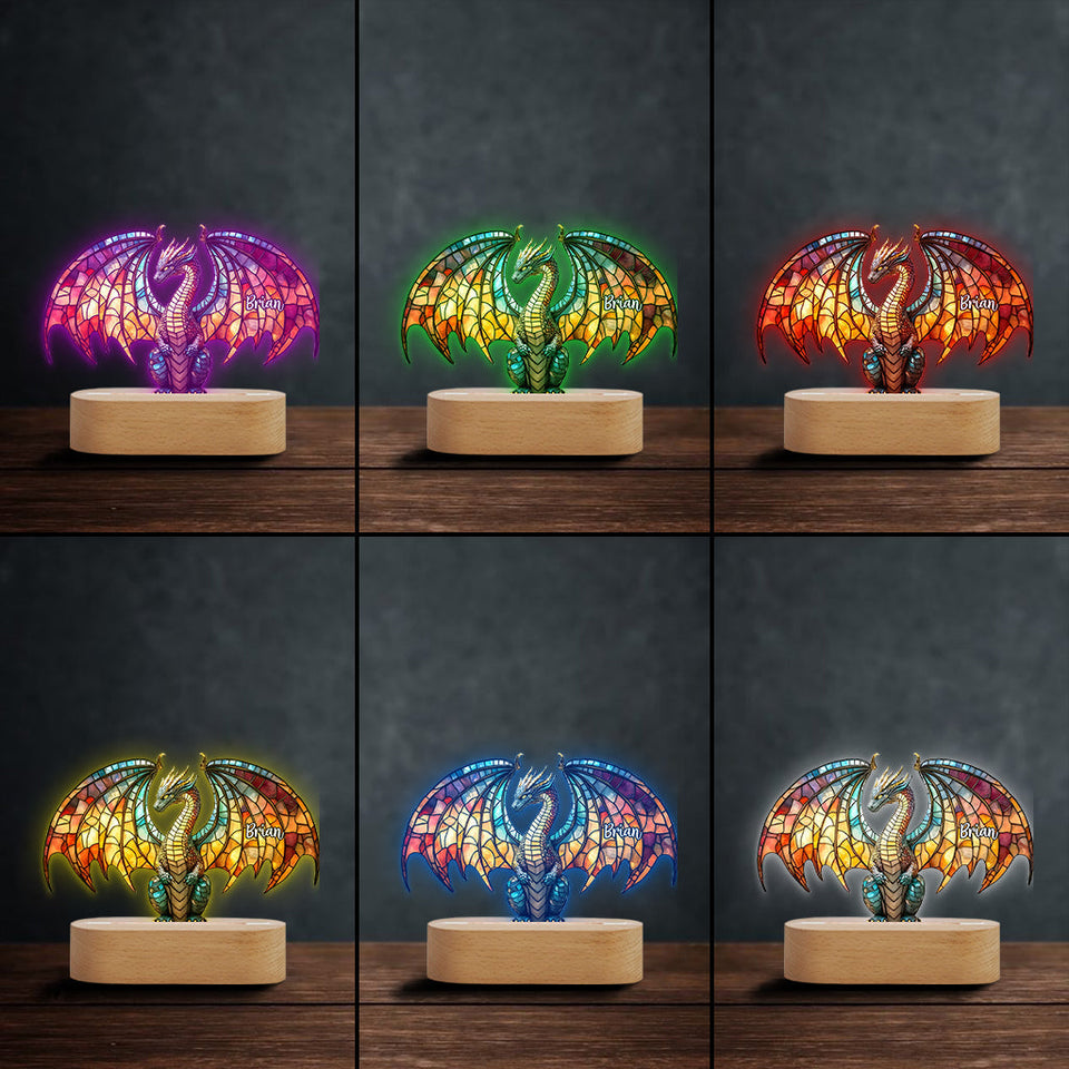 Colorful Dragon - Personalized Dragon Shaped Plaque Light Base