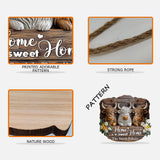 Home Sweet Home - Personalized Highland Cow Custom Shaped Wood Sign
