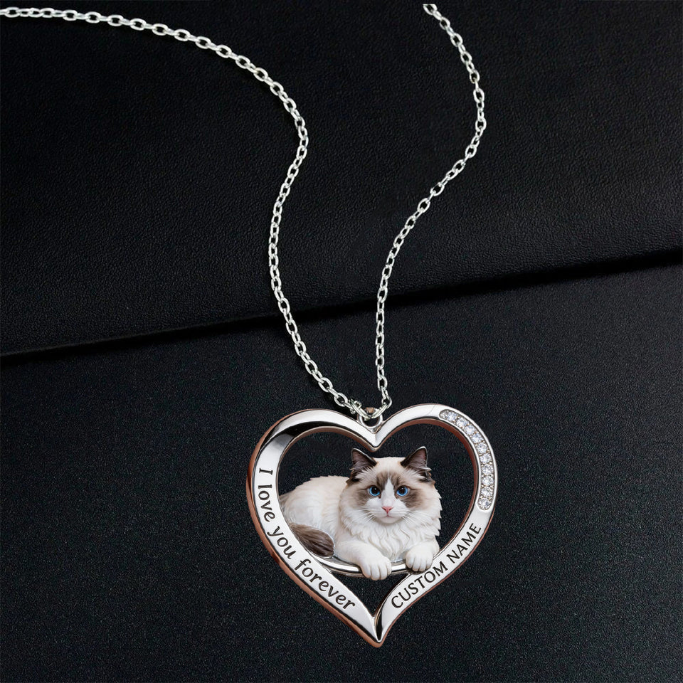 Custom From Any Photo - Personalized Cat Shaped Metal Pendant Necklace