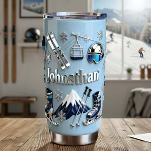 Skiing Makes Me Happy - Personalized Skiing Tumbler