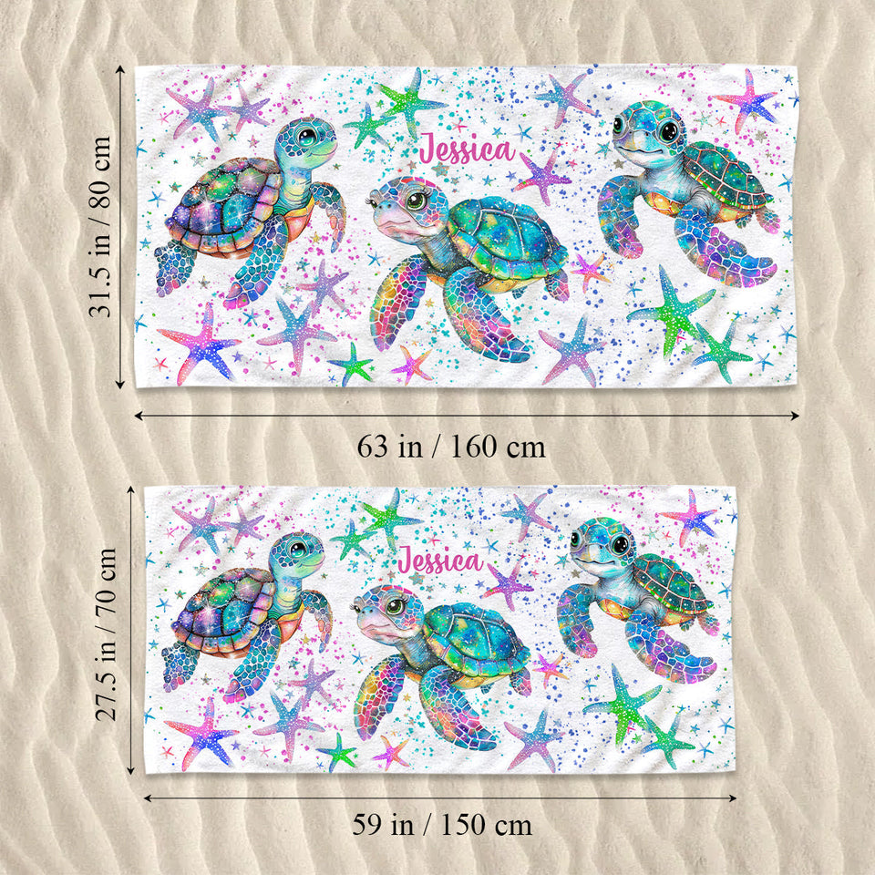 Just A Girl Who Loves Turtle - Personalized Turtle Quick-dry Beach Towel/ Bath Towel