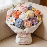 Grandma's Garden Lovely Flowers Red Rose Bouquet - Personalized Grandma Faux Fur Shaped Pillow