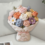 Grandma's Garden Lovely Flowers Red Rose Bouquet - Personalized Grandma Faux Fur Shaped Pillow