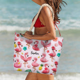 Love Flamingos - Personalized Flamingo Beach Bag