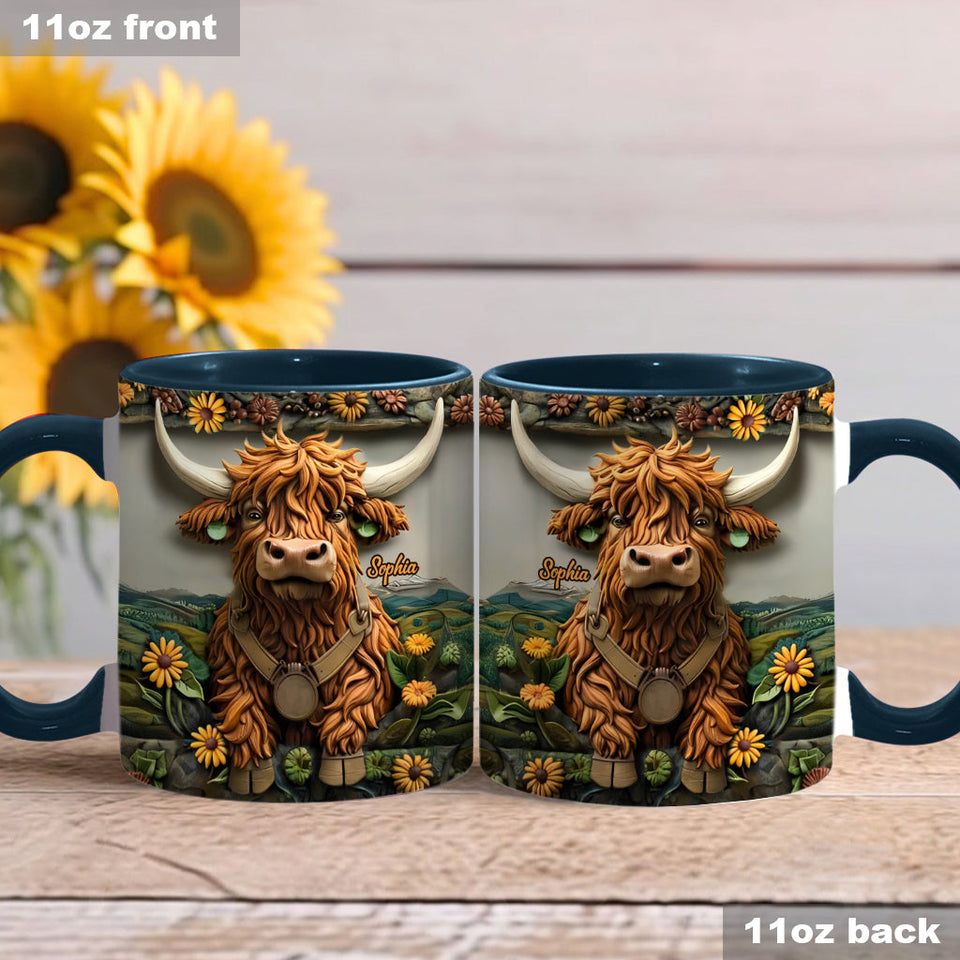 Cute Highland Cow - Personalized Highland Cow Accent Mug