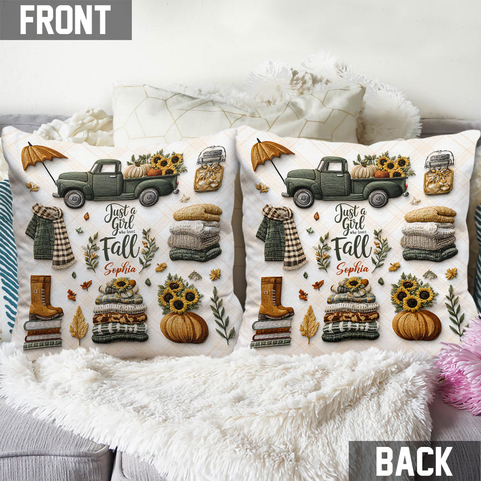 Just A Girl Who Loves Fall - Personalized Autumn Throw Pillow