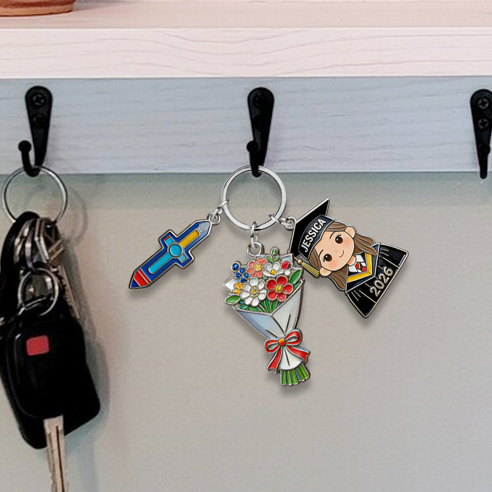 Graduation Gift - Personalized Graduation Keychain With Charms