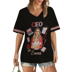 Custom Any Photo, Any Title - Personalized Colleague Fully Printed V-Neck T-Shirt