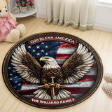 God Bless America - Personalized Bald Eagle Round Rug