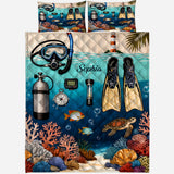 Scuba Diving Lovers - Personalized Scuba Diving Quilt Set