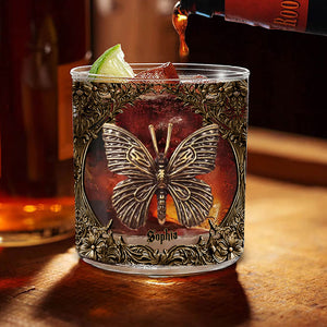 Unique Butterfly - Personalized Butterfly Whiskey Glass