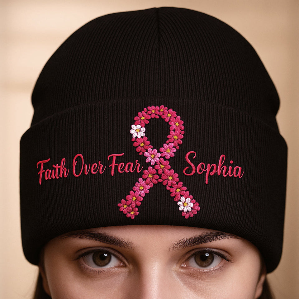 Bonnet brodé pour la sensibilisation au cancer du sein - Bonnet brodé personnalisé pour la sensibilisation au cancer du sein