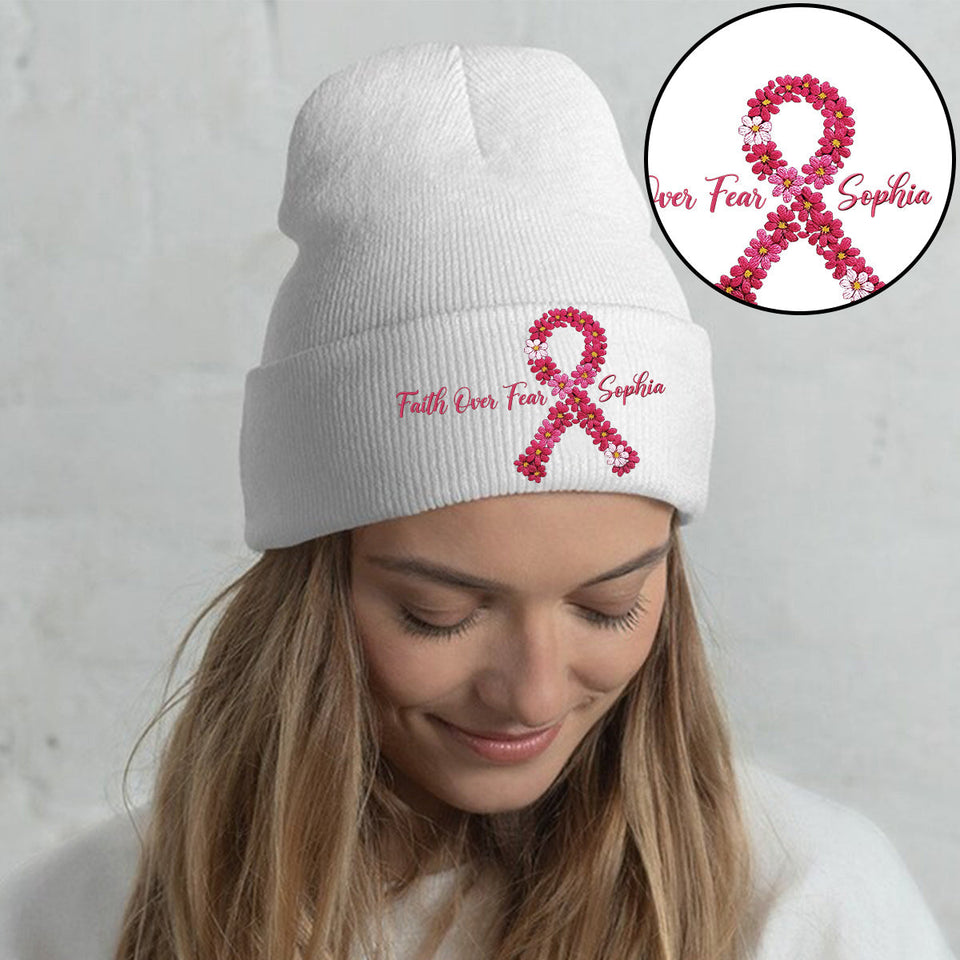 Bonnet brodé pour la sensibilisation au cancer du sein - Bonnet brodé personnalisé pour la sensibilisation au cancer du sein