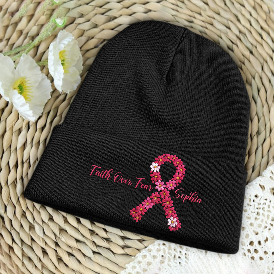 Bonnet brodé pour la sensibilisation au cancer du sein - Bonnet brodé personnalisé pour la sensibilisation au cancer du sein