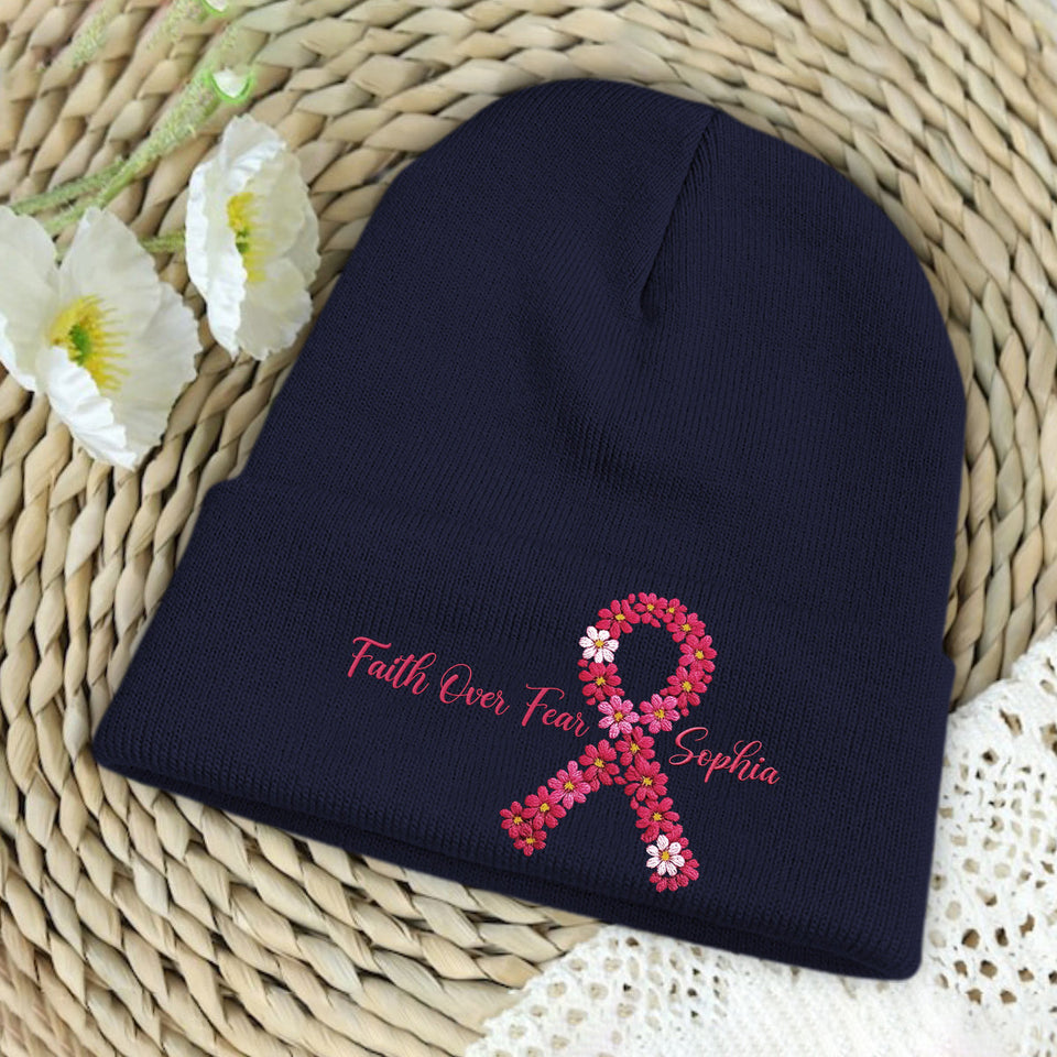 Bonnet brodé pour la sensibilisation au cancer du sein - Bonnet brodé personnalisé pour la sensibilisation au cancer du sein