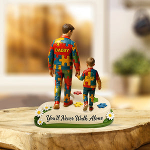 Tu ne marcheras jamais seul - Plaque acrylique personnalisée de sensibilisation à l'autisme