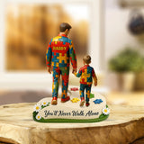 Tu ne marcheras jamais seul - Plaque acrylique personnalisée de sensibilisation à l'autisme