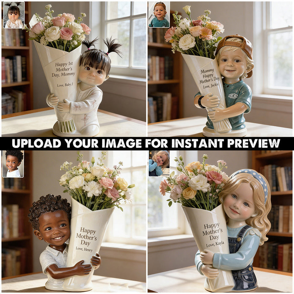 Flower Bouquet Vase - Perfect Mother's Day Gift - Personalized Kid Acrylic Flower Vase