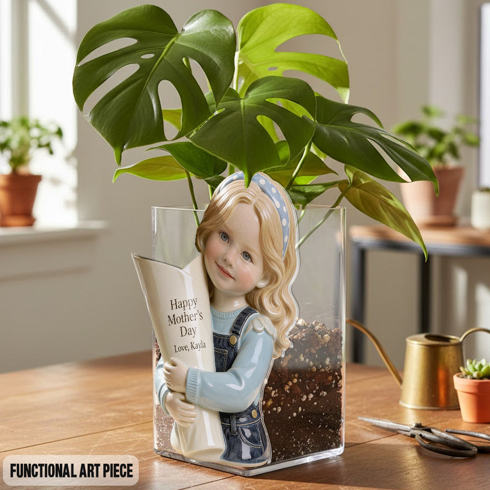 Flower Bouquet Vase - Perfect Mother's Day Gift - Personalized Kid Acrylic Flower Vase