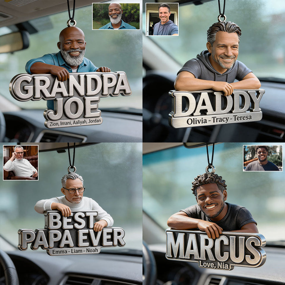 Father's Day Gifts For Dad, Grandpa - Personalized Grandpa Transparent Car Ornament