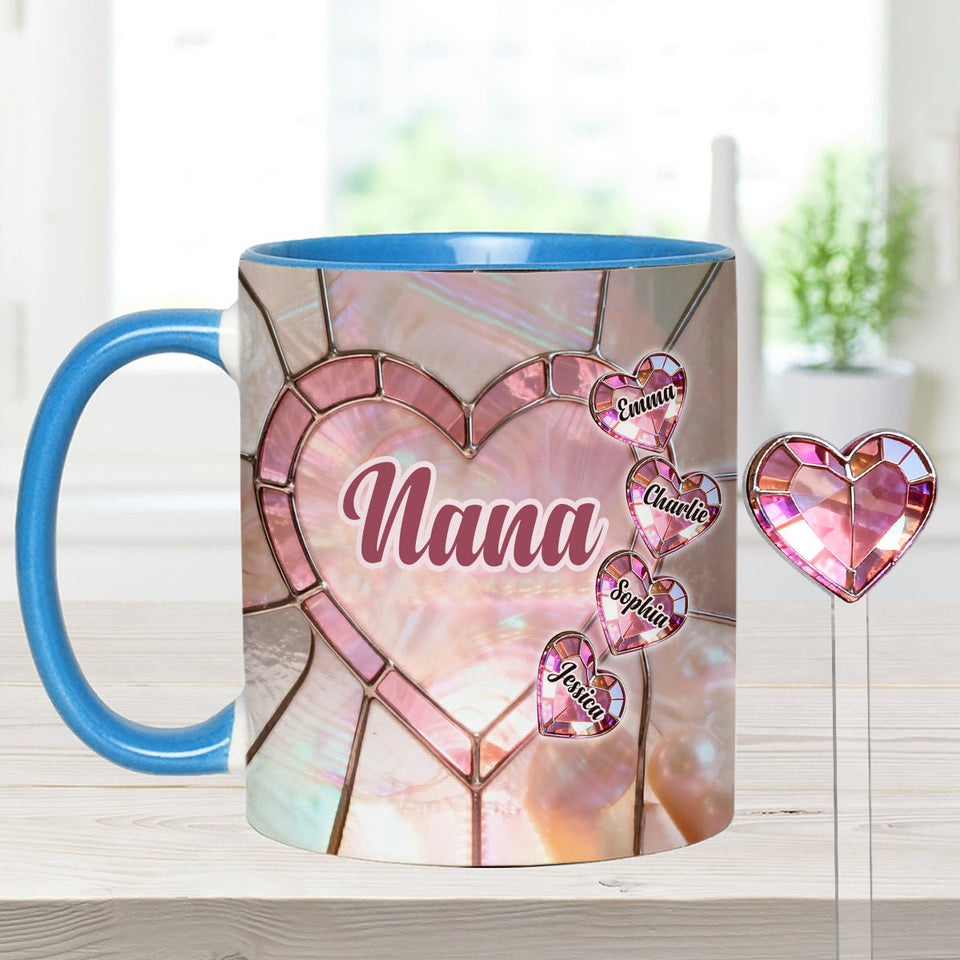 Blessed To Be Called Nana Mama Gigi Grandma - Personalized Grandma Set Accent Mug with Acrylic Stirrers