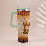 Just A Girl Who Loves Highland Cow - Personalized Highland Cow Tumbler With Handle