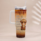 Just A Girl Who Loves Highland Cow - Personalized Highland Cow Tumbler With Handle