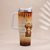 Just A Girl Who Loves Highland Cow - Personalized Highland Cow Tumbler With Handle