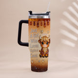 Just A Girl Who Loves Highland Cow - Personalized Highland Cow Tumbler With Handle