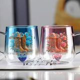 Cowgirl Boots - Personalized Cowgirl Gradient Glass Mug