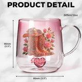 Cowgirl Boots - Personalized Cowgirl Gradient Glass Mug