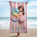 Kids Summer Letter - Personalized Kid Quick-dry Beach Towel/ Bath Towel