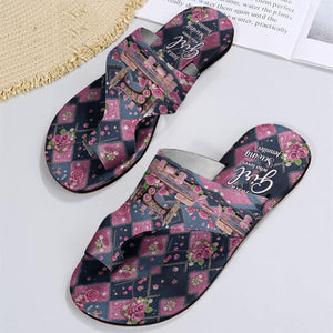 Just A Woman Who Loves Sewing - Personalized Sewing Open Toe Sandals