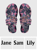 Just A Woman Who Loves Sewing - Personalized Sewing Open Toe Sandals
