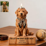 In Loving Memory - Personalized Dog Custom Shape Wooden Candle Holder