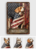 Proud Dog Wrapped in Glory Flag - Personalized Dog Rectangle Metal Sign