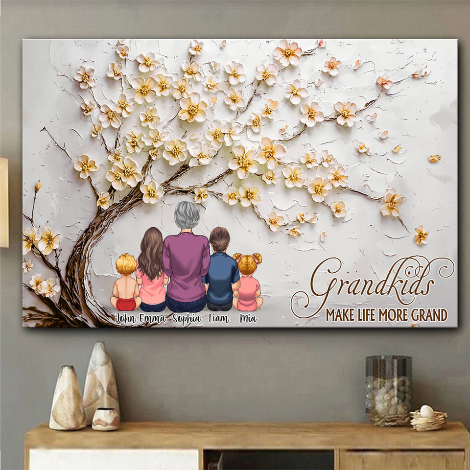 Grandkids Make Life More Grand - Personalized Grandma Canvas And Poster