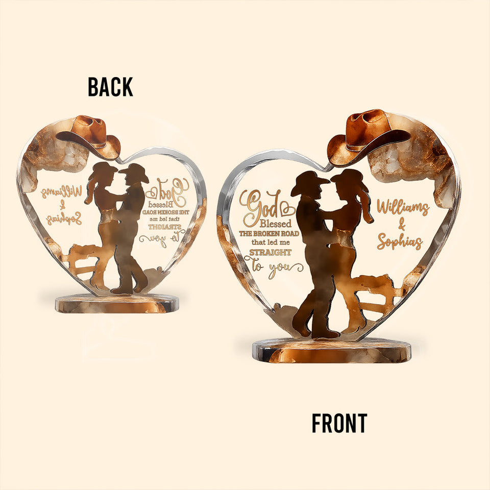 Couple Cowboy And Cowgirl God Blessed - Personalized Cowgirl Custom Shaped Acrylic Plaque