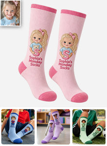 Any Photo Lucky Day Socks - Personalized Kid Socks