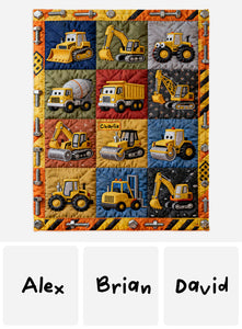 Construction Machines - Personalized Kid Blanket