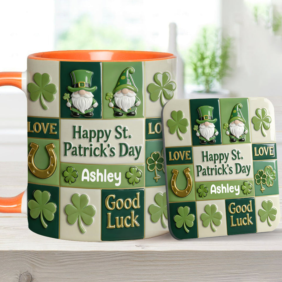 Happy St. Patrick's Day - Personalized Irish Accent Mug & Coaster