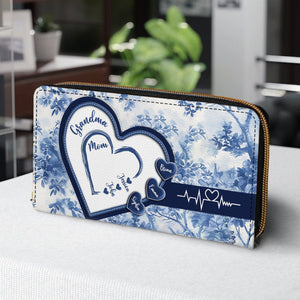 First Mom Now Grandma - Personalized Grandma Leather Long Wallet