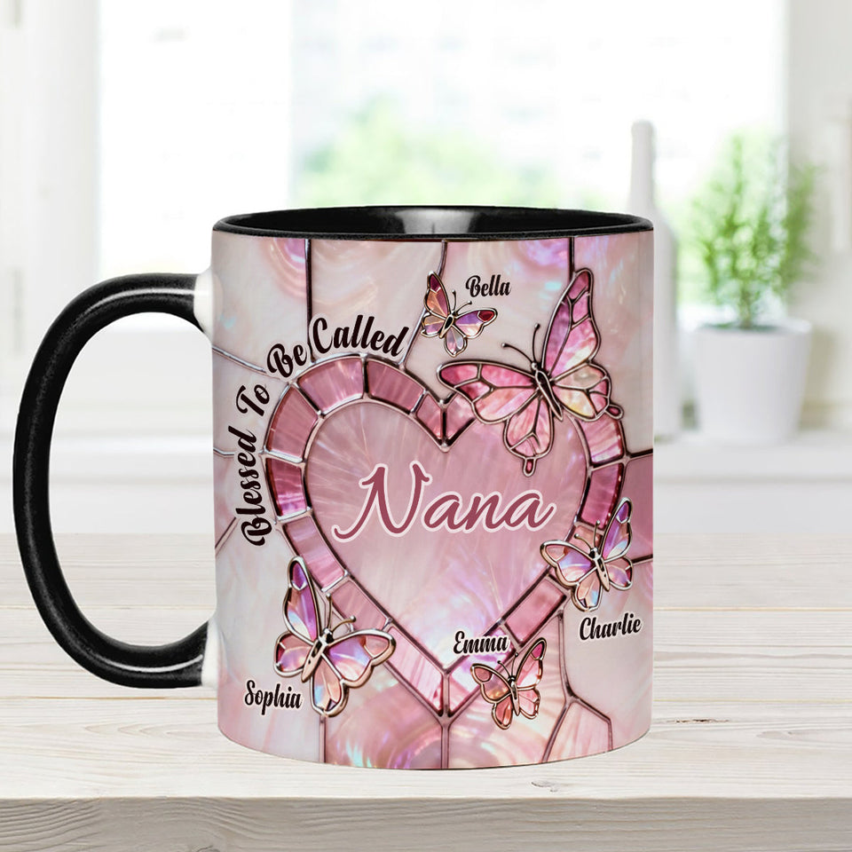 Blessed To Be Called Nana Mama Gigi Grandma - Personalized Grandma Set Accent Mug with Acrylic Stirrers