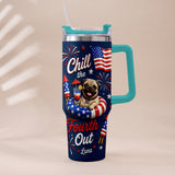 Funny Pet Chill The Fourth Out - Personalized Dog Tumbler With Plush Charm
