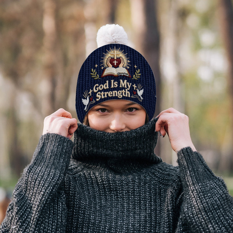 God Is My Strength - Personalized Christian Beanie Hat