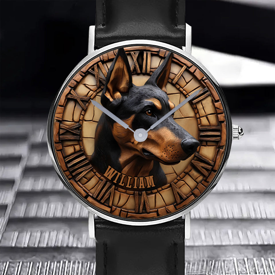 Brave Doberman Pinscher - Personalized Dog Hand Watch