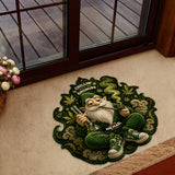 Smoking Gnome, It's 420 Somewhere - Personalized Weed Shaped Doormat/ Rug