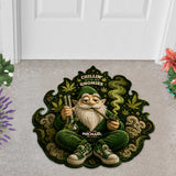 Smoking Gnome, It's 420 Somewhere - Personalized Weed Shaped Doormat/ Rug