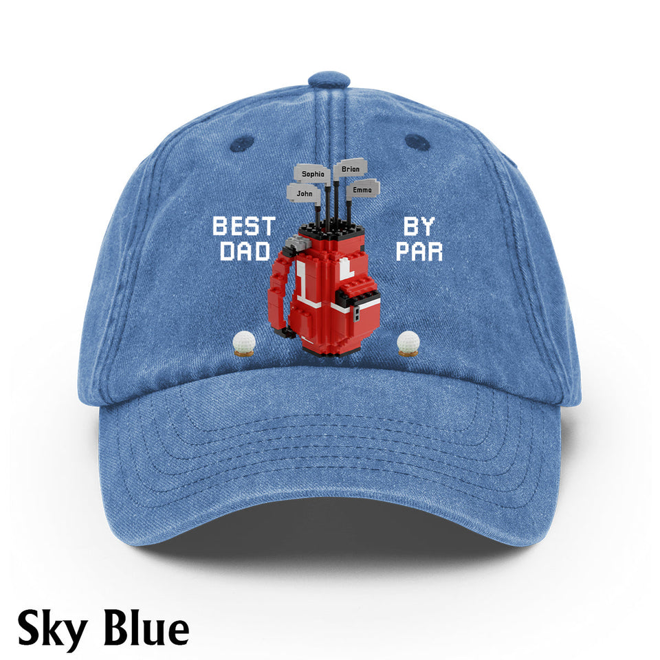 Best Dad By Par - Personalized Golf Washed Denim Cap